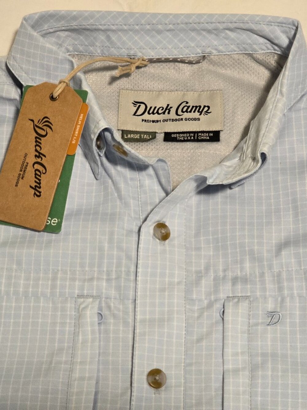 NWT Duck Camp LS Helm Shirt, Light Blue - Large Tall